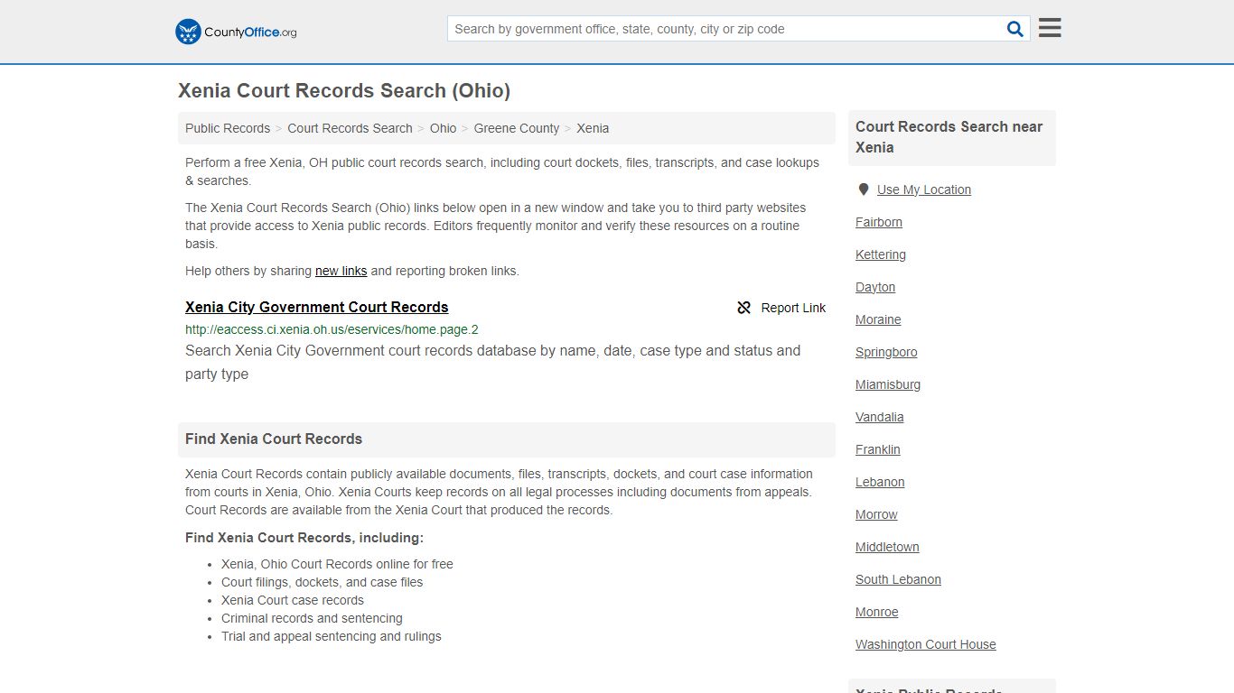 Xenia Court Records Search (Ohio) - County Office